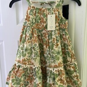 Joie Kids Dress with Green and Brown Floral Design with matching headband